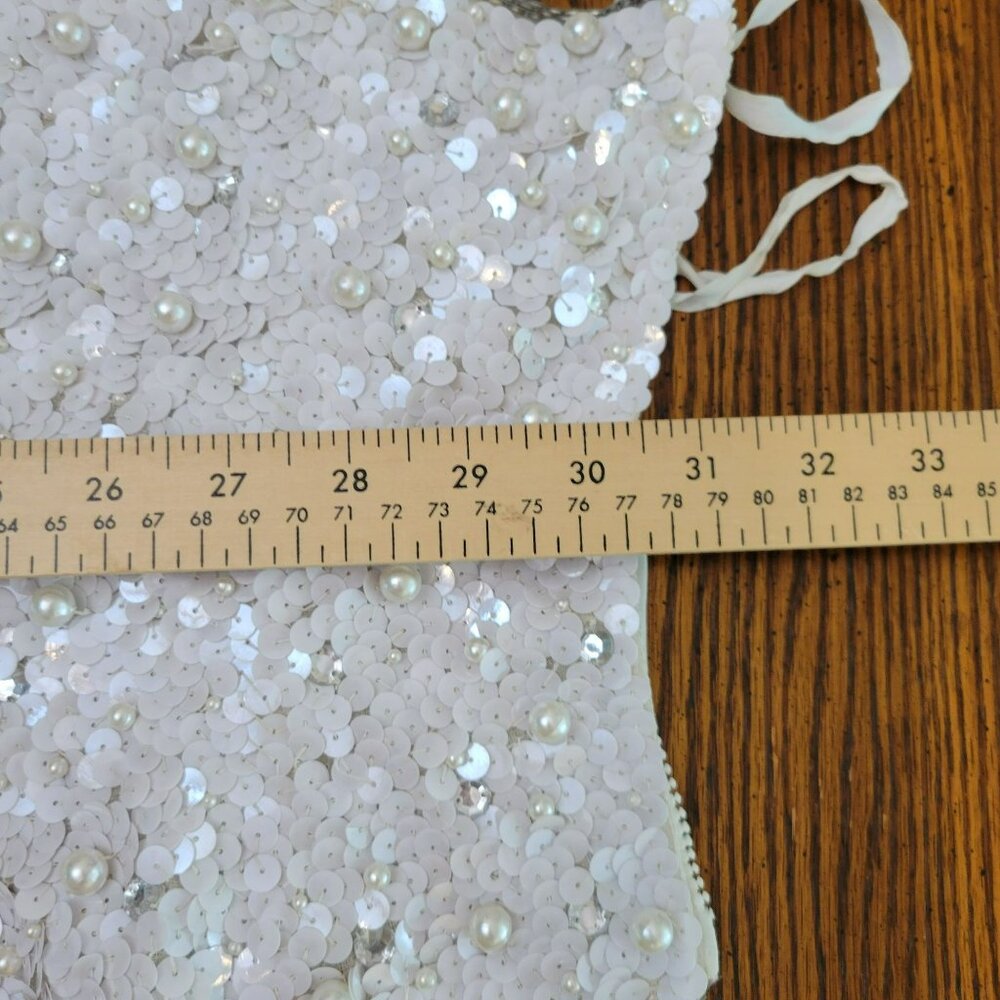 Vintage Saks Fifth Avenue Couture Pearl & Sequin Beaded Strapless Bustier Corset - Picture 16 of 16